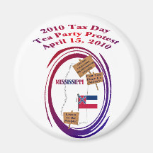 Mississippi Tax Day Tea Party Protest Refrigerator Magnet