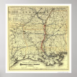 Mississippi Valley Railroad Map 1882 Print