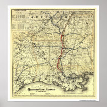 Mississippi Valley Railroad Map 1882 Print