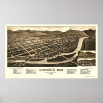 Missoula, MT Panoramic Map - 1884 Print