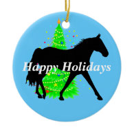 Missouri Fox Trotter Silhouette Happy Holidays Christmas Tree Ornaments