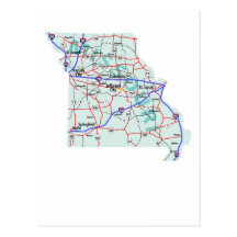 Missouri Interstate Map Postcard