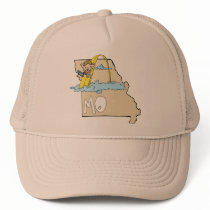 Missouri MO Map with Saint Louis Arch Cartoon Hat