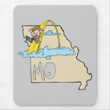 Missouri MO Map with Saint Louis Arch Cartoon Mouse Pad