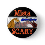Mista Scary Bengal Tiger Blue Orange logo Button