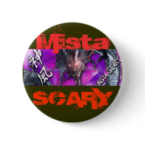Mista SCARY  Bright Purple Dragon Red logo Button