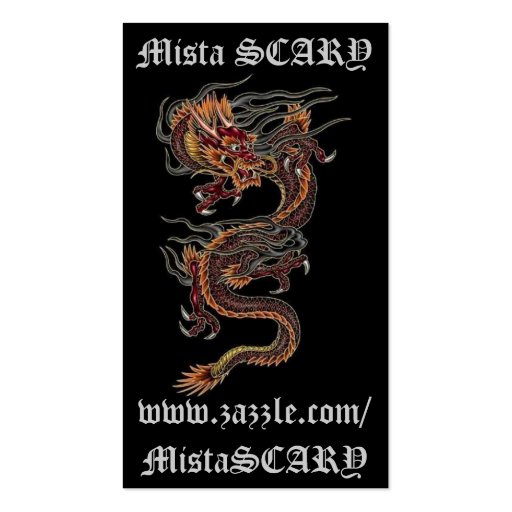 Mista SCARY Chinese Dragons Lucky Profile Card Business Card Templates (back side)