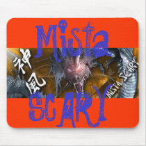 Mista SCARY Orange Dragon Blue Logo Mousepad