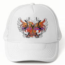 Mista SCARY Orange Phoenix Winged Skull Hat