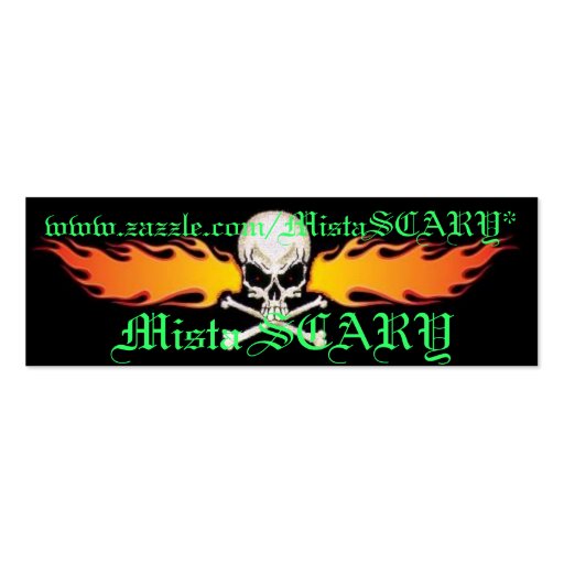 Mista SCARY Skull & Flames Profile Business Card (back side)