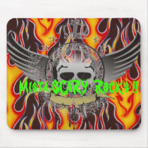 Mista SCARY Winged Skull King Flames Mousepad