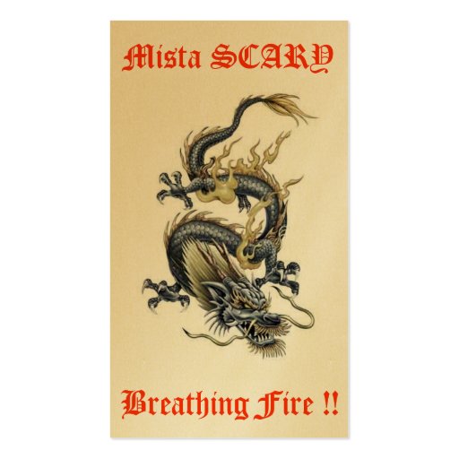 MistaSCARY Dragon Tiger Breathing Fire Card Custom Business Card Templates (back side)
