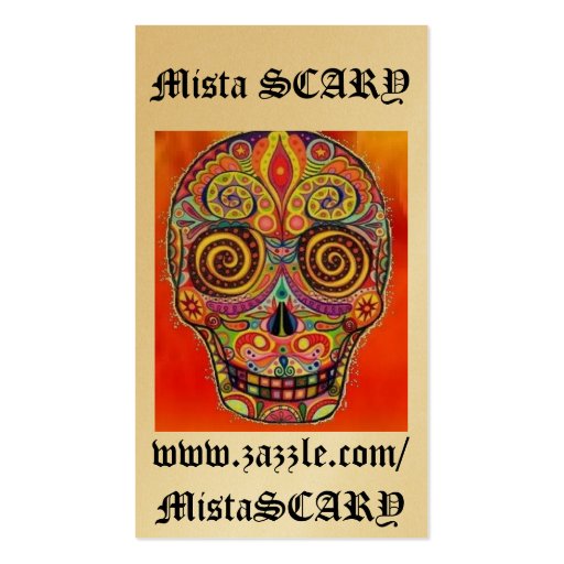 MistaSCARY Happy Sugar Skull Profile Business Card (front side)