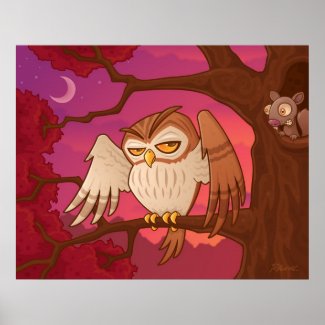 Mister Owley Cartoon Owl In A Tree