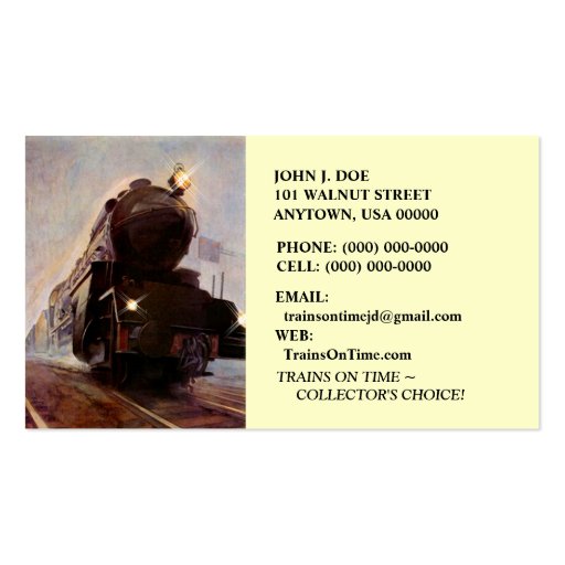 MISTING EVENING TRAIN ON RAILROAD ~BUSINESS CARDS! (front side)