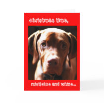 Mistletoe and whine greeting cards