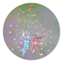 Mistletoe Fairies Gift Tag Sticker stickers