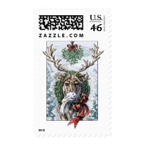 "Mistletoe Messenger" Christmas Postage, large postage