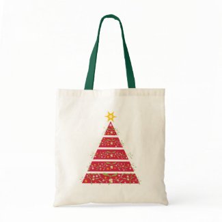 Mistletoe red christmas tree seasonal shopping bag bag