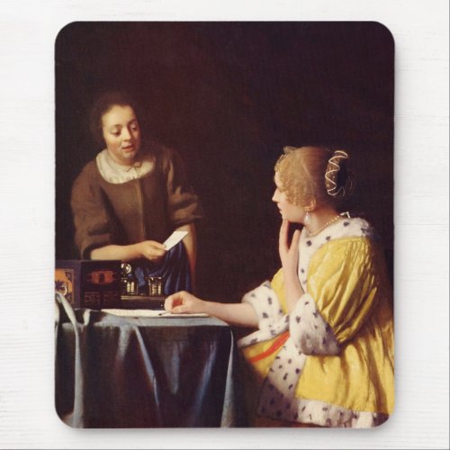 Mistress and maid by Johannes Vermeer Mouse Pad