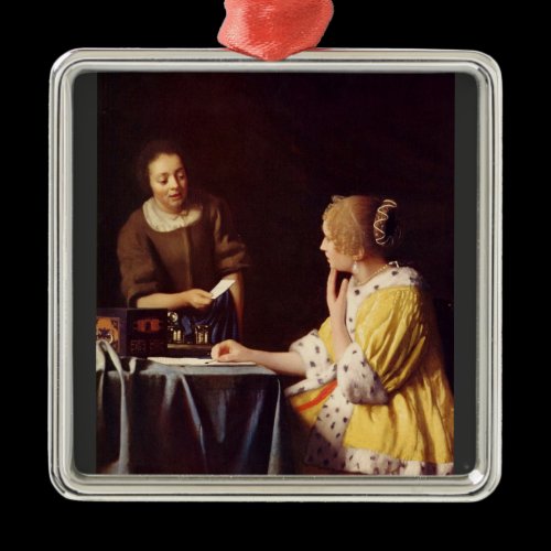 Mistress and maid by Johannes Vermeer Christmas Tree Ornaments