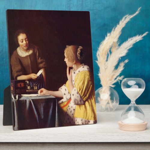 Mistress and maid by Johannes Vermeer Display Plaques