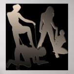Mistress with femslave Silhouette Print