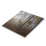 Misty Autumn Morning in the Forest #2 Ceramic Tile