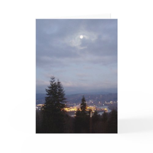 Misty Moon Over the Columbia River card