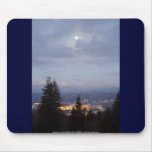 Misty Moon Over the Columbia River Mouse Pads