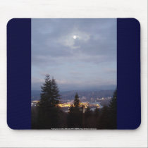 Misty Moon Over the Columbia River mousepads