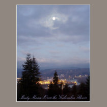 Misty Moon Over the Columbia River postcards