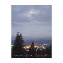 Misty Moon Over the Columbia River Post Cards