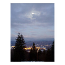 Misty Moon Over the Columbia River posters
