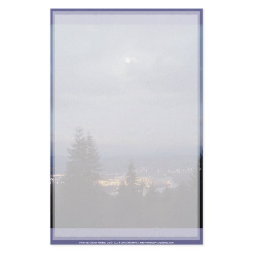 Misty Moon Over the Columbia River stationery