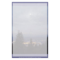 Misty Moon Over the Columbia River Stationery Design