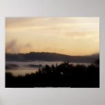 misty october sunrise over the Columbia River Posters