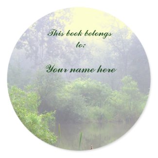 Misty Pond Bookplate Classic Round Sticker