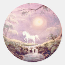 MISTY UNICORN by SHARON SHARPE Round Stickers