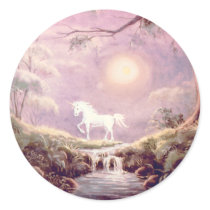 MISTY UNICORN by SHARON SHARPE Round Stickers
