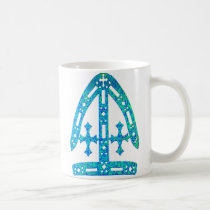 Mitre in blue and green mugs