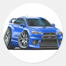 Mitsubishi Evo Blue Car Round Sticker