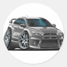 Mitsubishi Evo Grey Car Round Sticker
