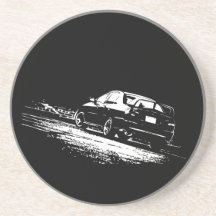 Mitsubishi EVO White Silhouette Coaster