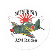 mitsubishi J2M Raiden Round Stickers