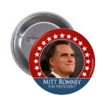 Mitt Romney 2012 - photo pinback with stars - red