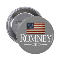 Mitt Romney 2012 - USA Flag Pinback Button