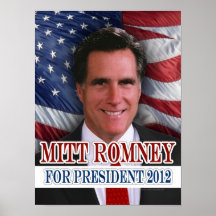 Mitt Romney 2012 Waving Flag Background Poster