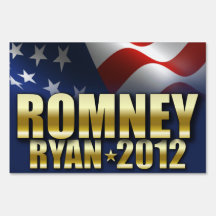 Mitt Romney Paul Ryan 2012 Gold Yard Signs