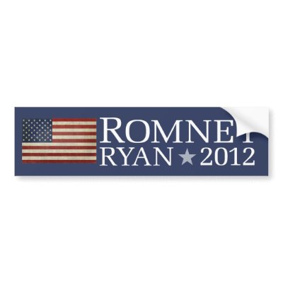 Mitt Romney Paul Ryan American Flag Design Bumper Stickers